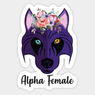 Wolf Husky Heterochromia Alpha Women Purple Feminism Strong Sticker